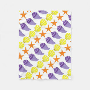 Sea Shell Seashell Conch Starfish Beach House Fleece Blanket