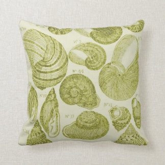 Sea Shell Sketch, Lime Green Throw Pillow