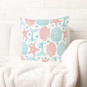 Sea Shell Starfish Sand Dollar Whale Coastal Cushion