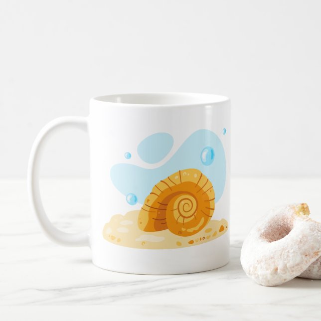  Sea ​​shell. Underwater world. Ocean life​  Coffee Mug (With Donut)