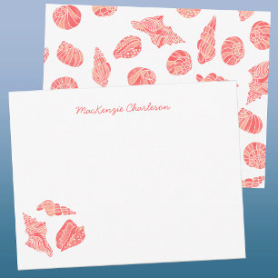 Sea Shell Watercolor Coastal Personalised Coral Card