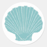 Beach SeaShells, Nautical Wedding Monogram Classic Round Sticker