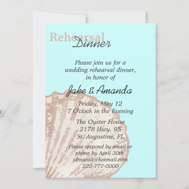 Sea Shell Wedding Rehearsal Dinner Invitation (Front)
