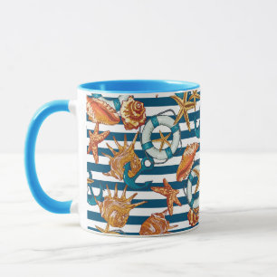 Sea Shells And Anchor Pattern Mug