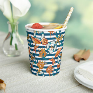 Sea Shells And Anchor Pattern Paper Cups