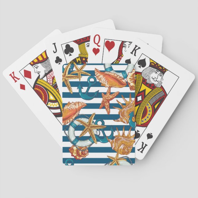 Sea Shells And Anchor Pattern Playing Cards (Back)