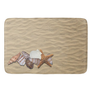Sea Shells and Beach Sand Bath Mat
