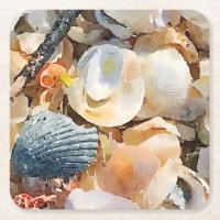 Sea Shells and Driftwood on beach sand