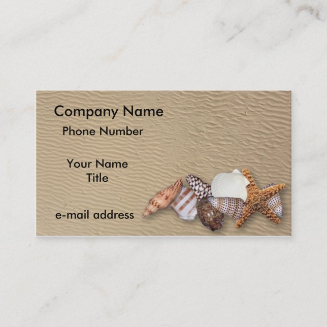 Sea Shells and Sandy Beach Business Card (Front)