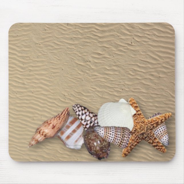 Sea Shells and Sandy Beach Mouse Mat (Front)