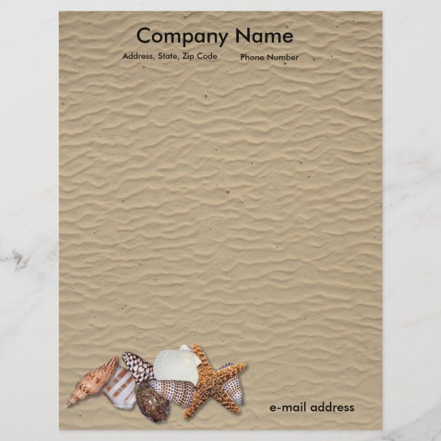 Sea Shells and Sandy Beach Personalized Letterhead (Front)