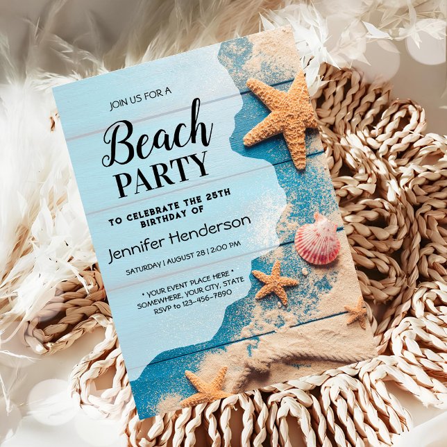 Sea shells and starfish birthday invitation (Creator Uploaded)