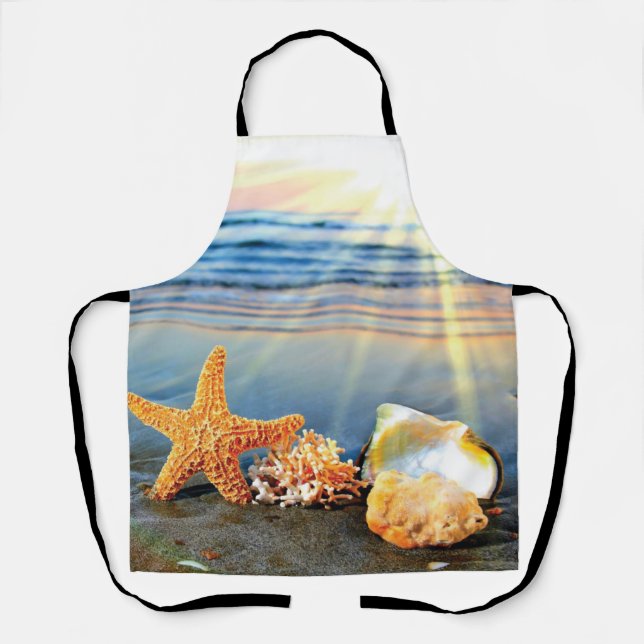 Sea shells and starfish on beach apron (Front)