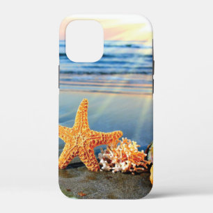 Sea shells and starfish on beach iPhone 12 mini case