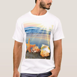 Sea shells and starfish on beach T-Shirt