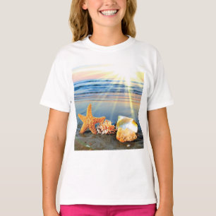 Sea shells and starfish on beach T-Shirt