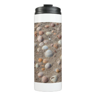 Sea shells at the beach thermal tumbler