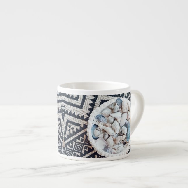 Sea Shells Basket Carpet Texture Espresso Mug (Front Right)