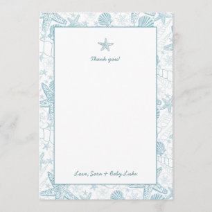 Sea Shells Boy Baby Shower thank you notes