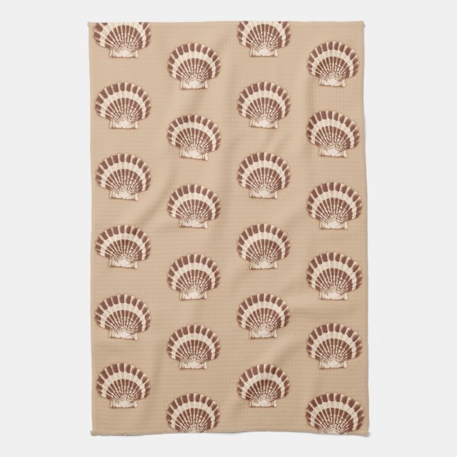 Sea shells - brown and beige tea towel (Vertical)