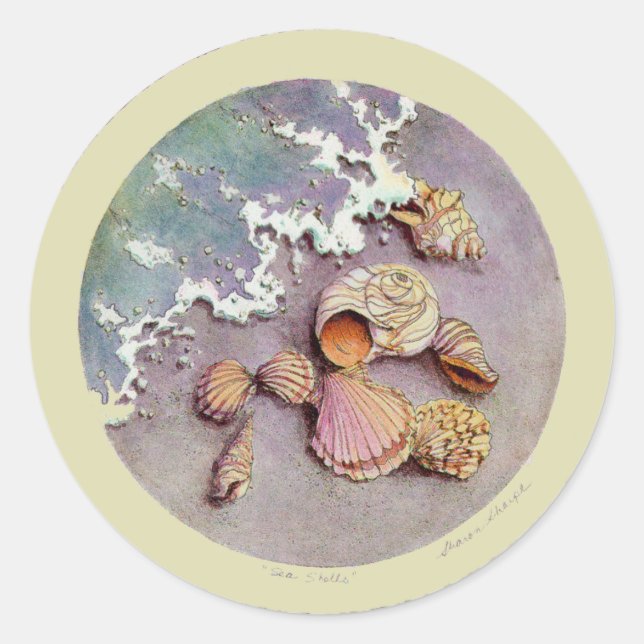 SEA SHELLS by SHARON SHARPE Classic Round Sticker (Front)