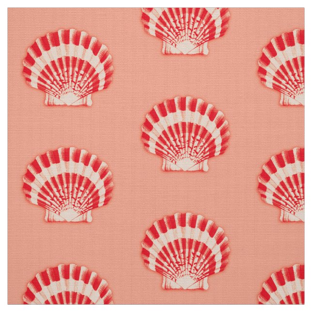 Sea shells - coral and peach fabric (Swatch)