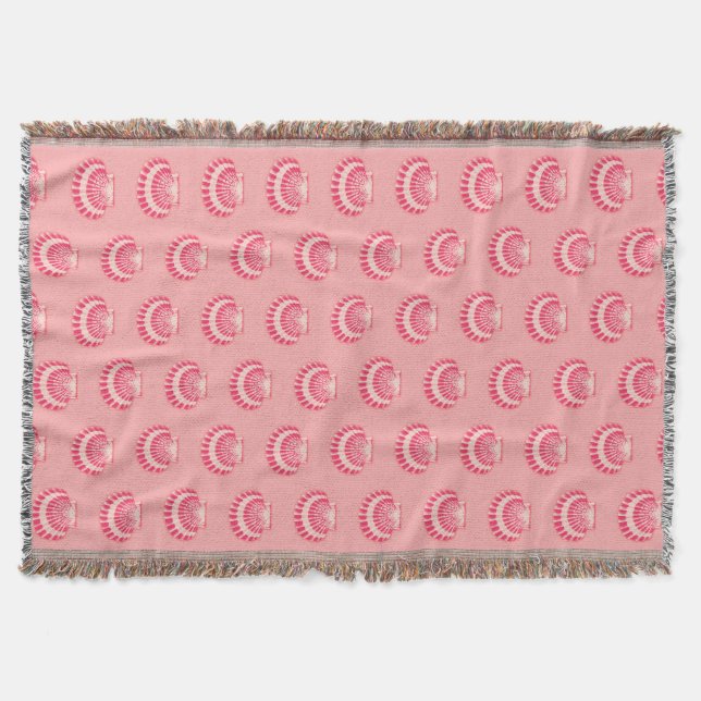 Sea shells - coral and peach throw blanket (Front)