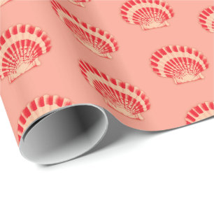 Sea shells - coral and peach wrapping paper