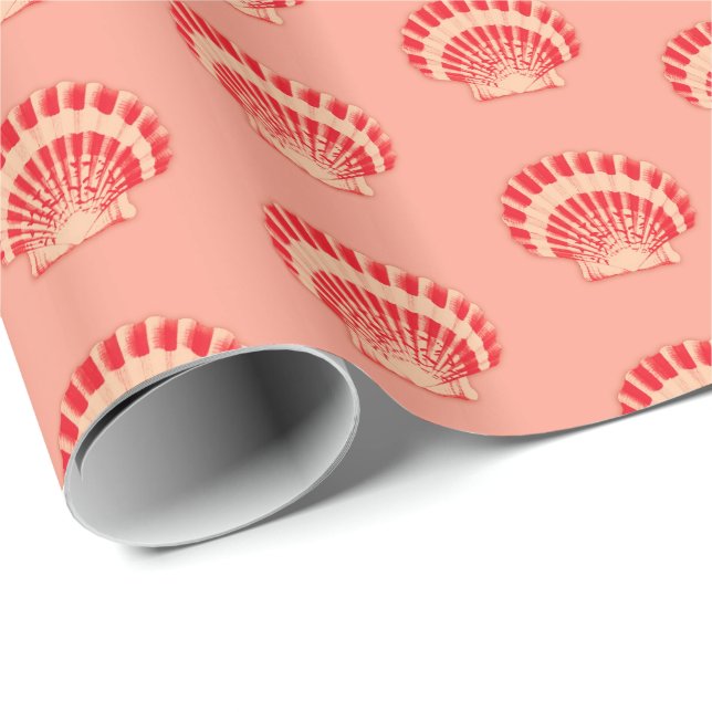 Sea shells - coral and peach wrapping paper (Roll Corner)