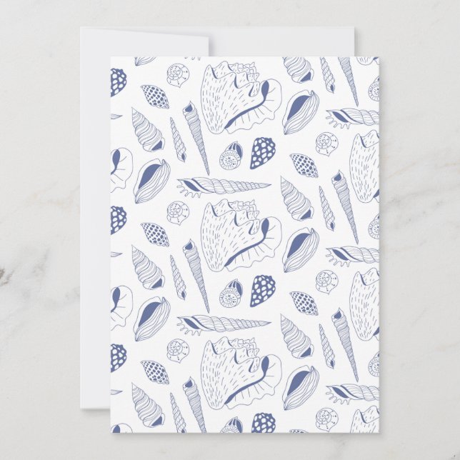 Sea shells drawing in blue and white (Front)
