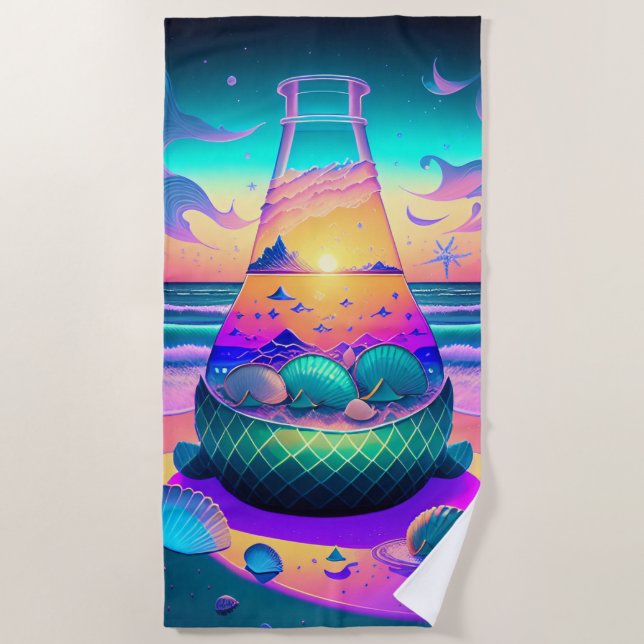 Sea Shells Fantasy Beach Towel (Front)
