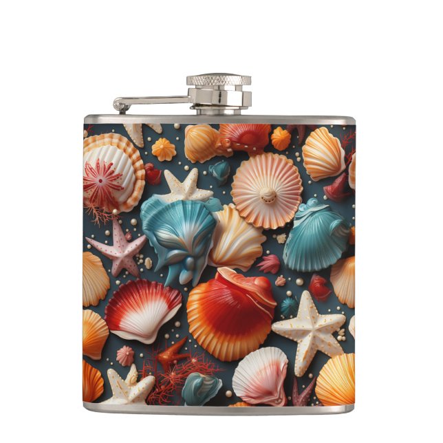 Sea Shells Hip Flask (Front)