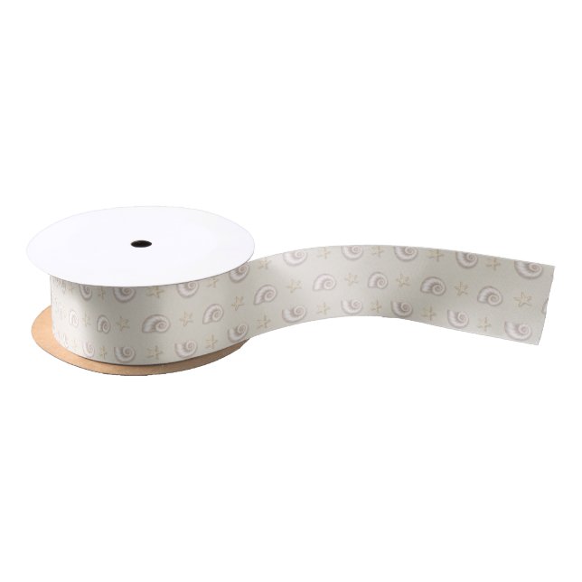 Sea shells in the sand gift ribbon satin ribbon (Spool)