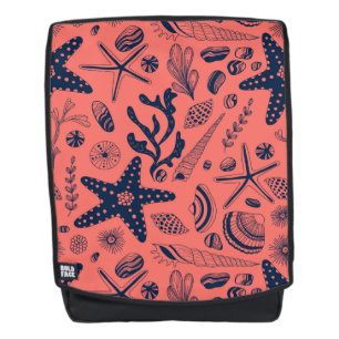 Sea shells living coral background backpack