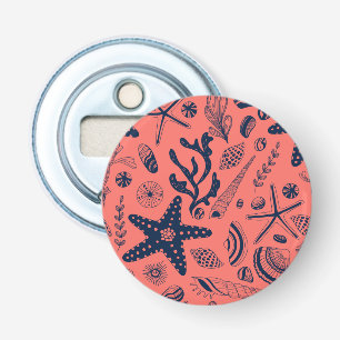 Sea shells living coral background bottle opener