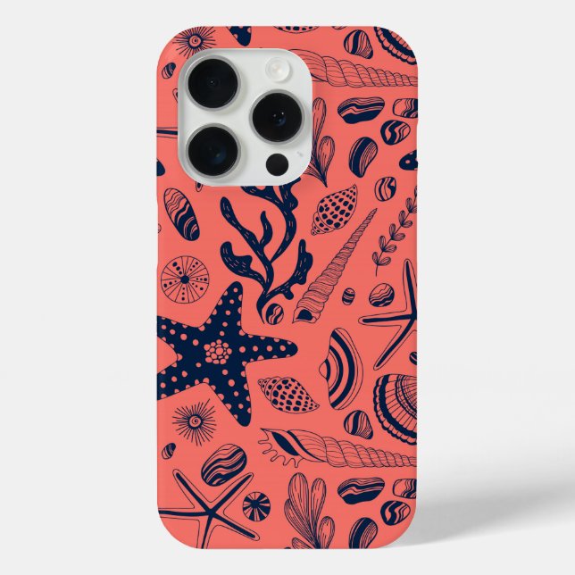 Sea shells  living coral background Case-Mate iPhone case (Back)