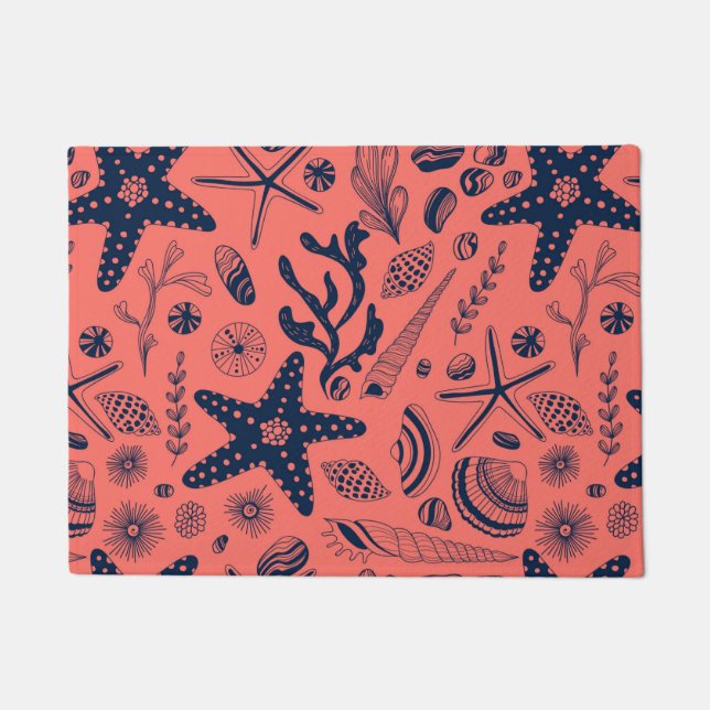 Sea shells  living coral background doormat (Front)