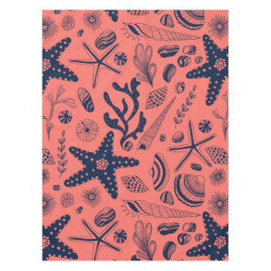 Sea shells living coral background tablecloth