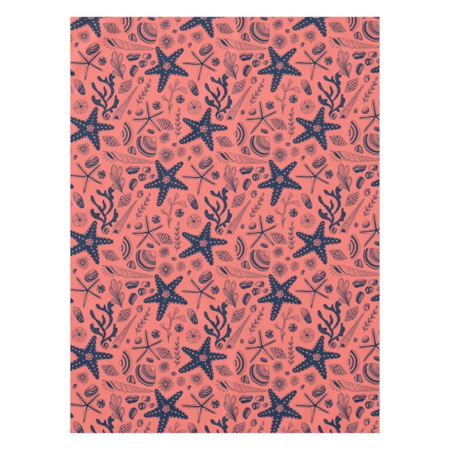 Sea shells  living coral background tablecloth (Front)