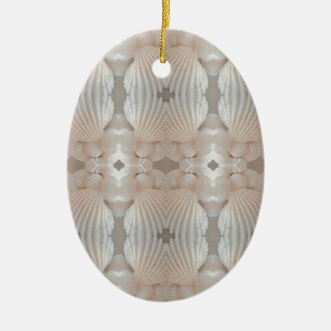 Sea Shells Love, Romantic Exotic Tropical Bridal Ceramic Tree Decoration (Front)