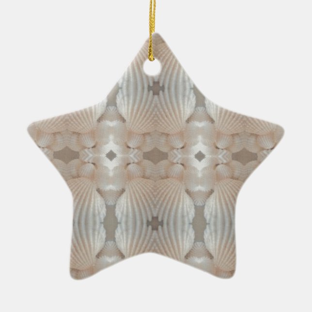 Sea Shells Love, Romantic Exotic Tropical Bridal Ceramic Tree Decoration (Front)