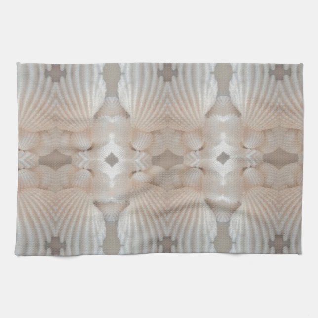 Sea Shells Love, Romantic Exotic Tropical Bridal Tea Towel (Horizontal)