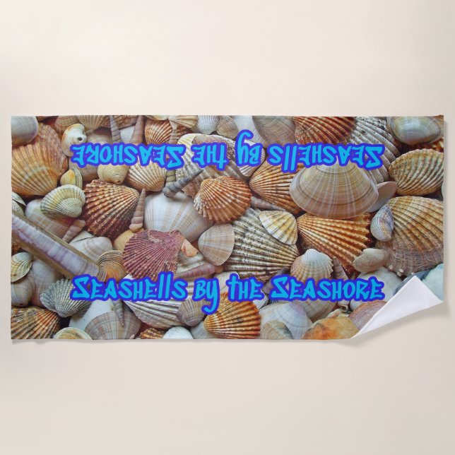 Sea Shells Mixed Beach Seashells Towel (Front)