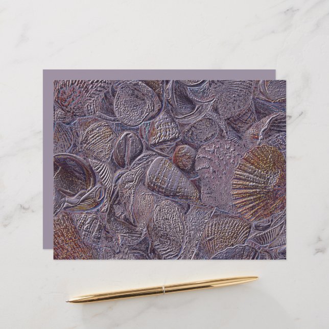 Sea Shells Ocean Beach Purple Metallic Design (Front/Back In Situ)
