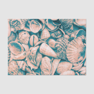Sea Shells Ocean Beach Teal Vintage Decoupage Tissue Paper