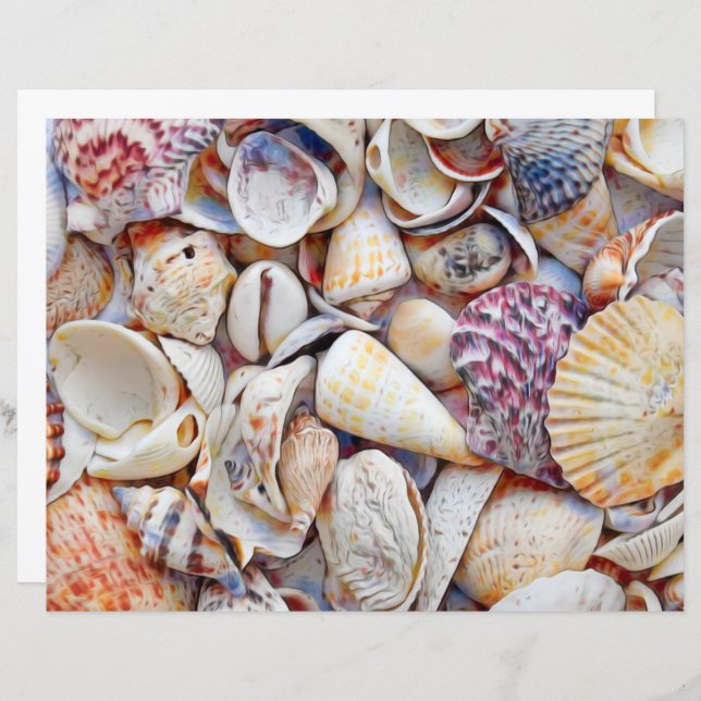 Sea Shells Ocean Beach Watercolor Decoupage (Front/Back)