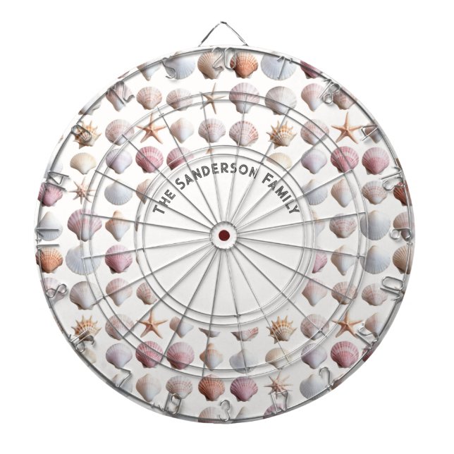 Sea Shells Ocean Life Beach Seashore Custom Dartboard (Front)