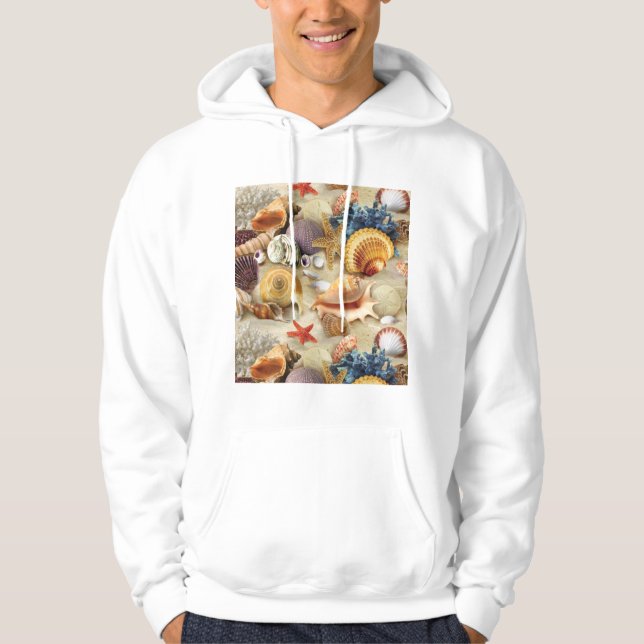Sea shells on beach hoodie (Front)