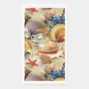 Sea shells on beach napkin
