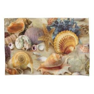 Sea shells on beach pillowcase